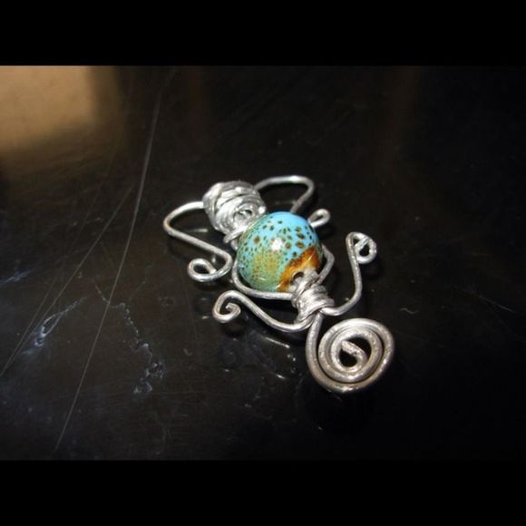 🎈3/$12 Handmade wrapped pendant with teal focal! - Picture 2 of 3